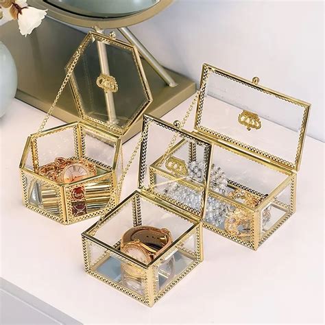 gold metal box|gold toned storage box.